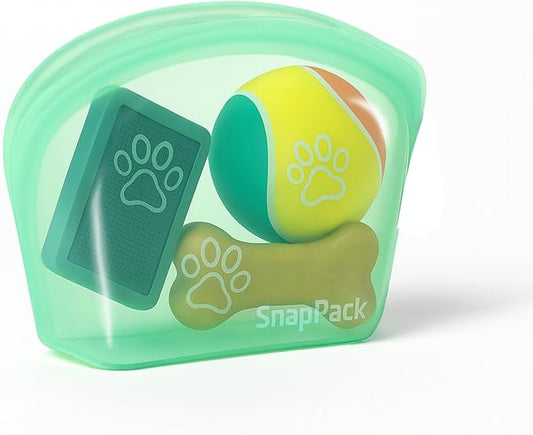 SnapPack Premium Silicone Reusable Pet Storage Stand-Up Bags, Pet Duo Set, Microwave, Dishwasher, Oven and Freezer Safe, BPA Free, Leak-free, and Eco-friendly (Single - Teal 1000ml)