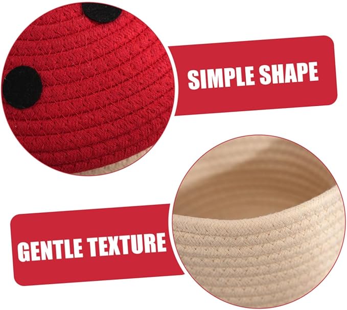 Cotton Rope Woven Storage Basket with Lid for Desktop Sundries Organizer Natural Cotton Material Multipurpose Snack and Bedroom Storage Container Space-saving Decorative Basket