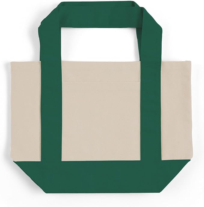 12 Pack Mini Iconic Canvas Shopping Bags with Gusset – Reusable Eco-Friendly Tote Bags with Handles