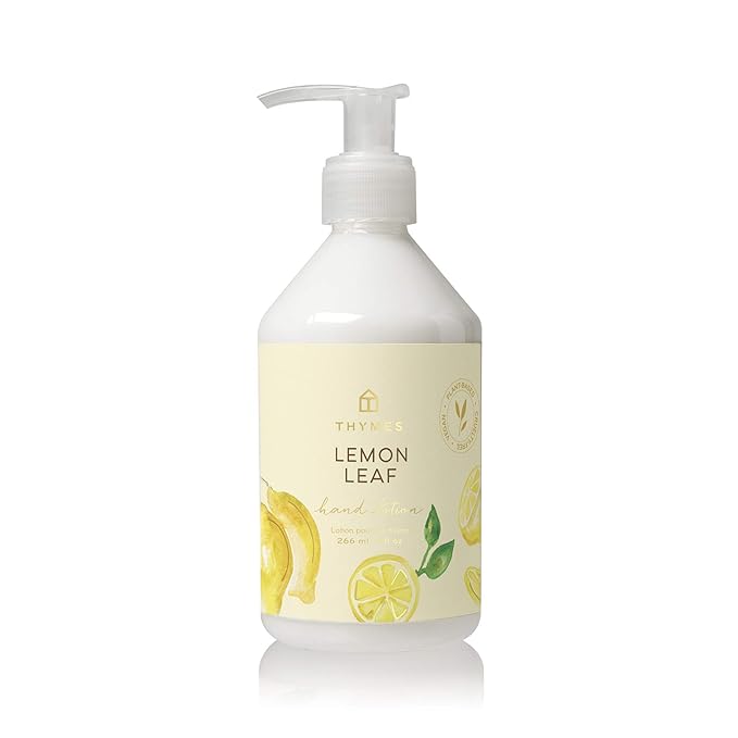 Thymes Moisturizing Hand Lotion for Dry Skin - Moisturizer for Beauty and Personal Care - Luxury Hand Lotion for Women & Men with Shea Butter & Vitamin E (Lemon Leaf, 9 fl oz)