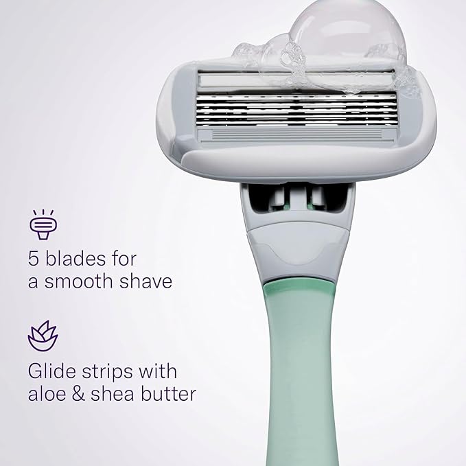 Flamingo Razors for Women, 1 Razor (Sage) Handle, 1 Razor Blade Refill, and 1 Shower Holder