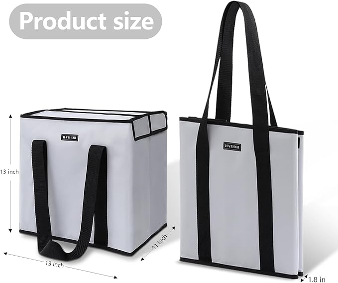 HATHOR Hot Cold Insulated Grocery Bags Reusable Stackable Collapsible Foldable Cooler Boxie Bag Shoping Totes for Groceries in Car, Frozen Food & Travel