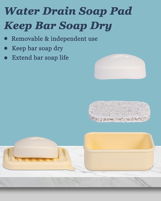 Superior Leak-Proof Silicone Travel Soap Case, Portable Soap Container with Draining Layer, Durable Soap Box, Shatter-Proof Soap Holder for Bathroom, Gym, Travel Size Toiletry (Yellow)