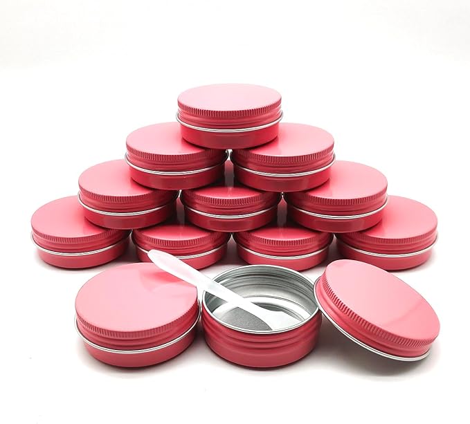 12pcs 1oz 30ml Aluminum Tin Jar, 30g Refillable Makeup Container, 30 Gram Pink Screw Lid Round Can Sample Pot for Cosmetic DIY, Lip Balm, Cream, Salve, Toner, Candle, Free Spatulas +Lables