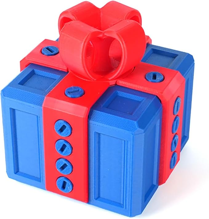 The Prank Box Funny Christmas Gifts Box Annoying Hilarious Screw Challenge with Surprise 3D Printed Screw Gifts Boxes Ideal for Birthday, Christmas (Blue and red)
