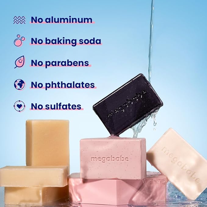 Megababe Raising the Bar Do-It-All Soap Set | Stocking Stuffer Holiday Gift | Includes Space, Bidet, Bumpy, & Blade Bars