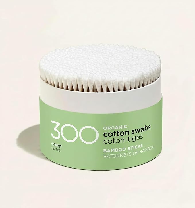 Organic Bamboo Cotton Swabs – 300 Count | Eco-Friendly Sticks | Biodegradable, Plastic-Free, Multi-Purpose Buds for Makeup, Baby Care, Cleaning & Crafts