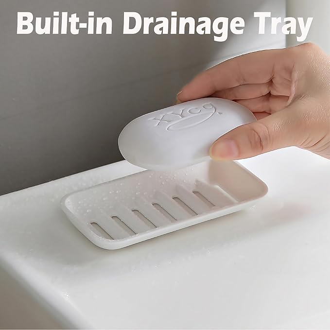Compact Travel Soap Case, Leakproof Soap Container with Lid, Portable Bar Soap Holder for Traveling, Soap Box for Bathroom, Shower, Gym, School, Camping, Vacation, Outdoor (White)