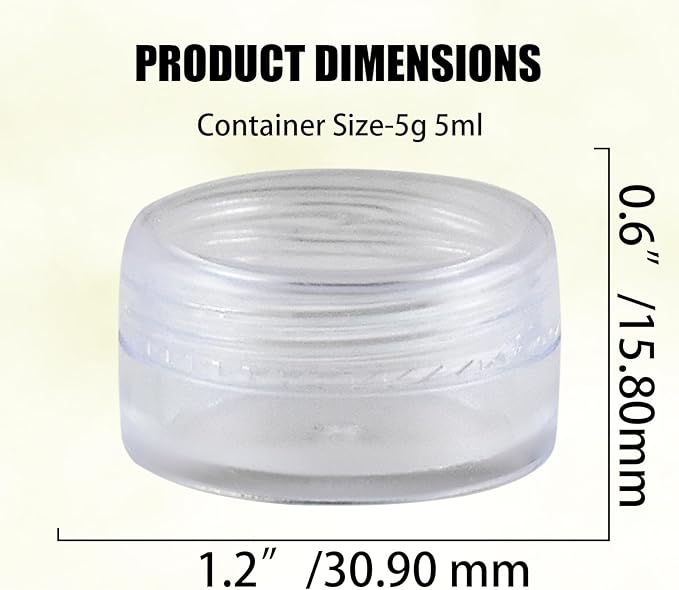 5 Grams Refillable Clear Round Plastic Jar Sample Empty Tin Storage Containers with Screw Lid for Makeup Face Cream Travel pots Cosmetic Bead Storage Container, 12 Pcs