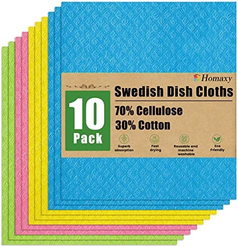 Homaxy Swedish Dishcloths for Kitchen, 10 Pack, Assorted by Homaxy