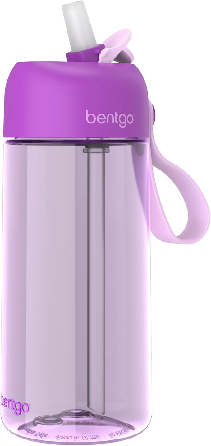 Bentgo Kids Water Bottle - Leak-Proof, Durable Tritan, BPA-Free 15 oz. Cup for Kids/Toddlers Ages 3+, Safe Sip Spout, Carrying Handle, & Dishwasher Safe for School, Sports, Daycare & Camp (Purple)
