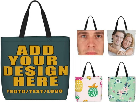 Custom Large Black Tote Bag With Pocket Extra Large Reusable Grocery Bags
