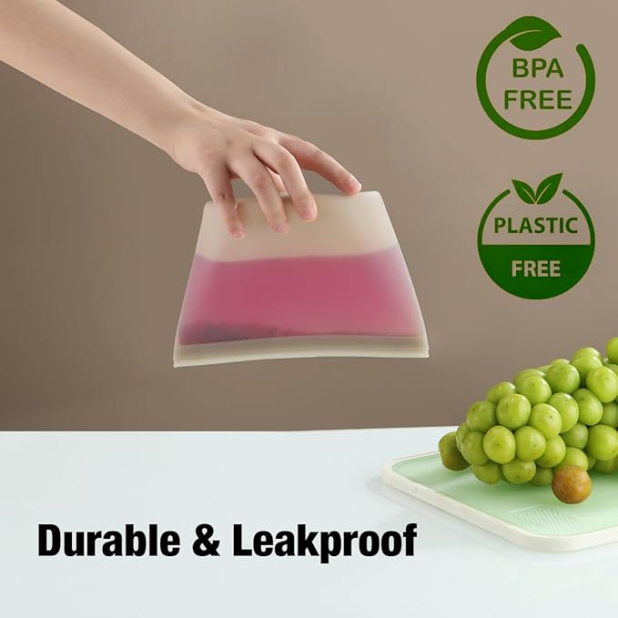 3 Pack Reusable Silicone Bags for Food Storage, Emptycolor Zipper Bags Reusable, Leakproof Freezer Bag for Sandwich, Snack, Dishwasher Safe, BPA Free