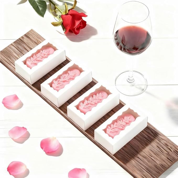 40PCS 3.5x2.36x1.2 inches Elegant White Soap Boxes with window, Homemade Soap Packaging Gift Boxes, Small Bakery Boxes for Macarons, Cookies & Candies, Wedding & Birthday Party Favors