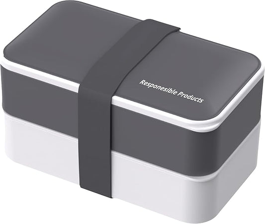 Responsible Products Leak Resistant Bento Box with Tableware for Adult - Teens, Insulated Lunch Box for Women - Men - Girls - Boys, BPA Free, Dishwasher Safe, Microwave Safe, Freezer Safe, 46 oz