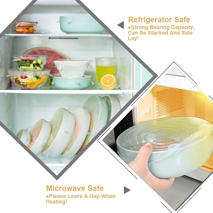 4 Pack Same Size Silicone Stretch Lids, Thicker Reusable Sturdy Silicone Container Cover, Expandable Food Storage Covers, Dishwasher and Freezer Safe, 2.56in(6.5cm)