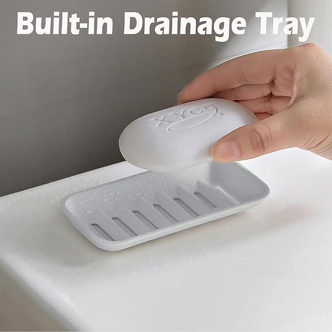 Leak Proof Travel Soap Case with Draining Layer, Portable Soap Container for One Regular Bar Soap, Shatter-Proof Soap Holder for Traveling,Camping,Gym,Outdoor,Compact Bar Soap Caddy (Gray)