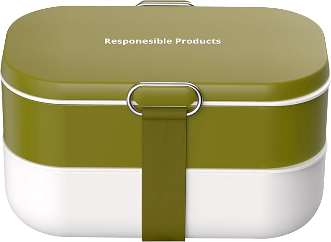 Responsible Products Leak Resistant Bento Box with Tableware for Adult - Teens, Insulated Lunch Box for Women - Men - Girls - Boys, BPA Free, Dishwasher Safe, Microwave Safe, Freezer Safe, 46 oz