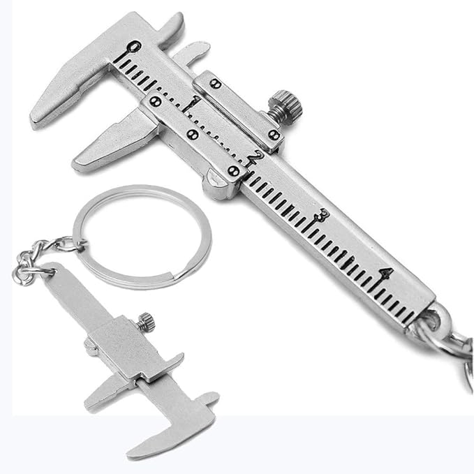 Nekoki Mini Key Chain Tool Movable Vernier Caliper Ruler Sliding Key Holder Rings Keychain Tools Cool Keychain Gift Ideas for Men Women