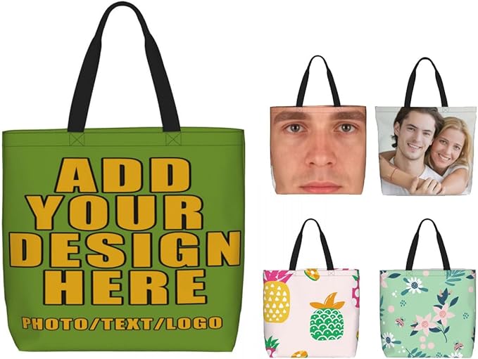 Custom Large Black Tote Bag With Pocket Extra Large Reusable Grocery Bags
