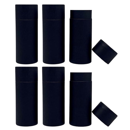 GreenWay 2.5oz / 70g Kraft Paperboard Deodorant Tubes with Lids - 6 Pack Solid Perfume Tubes Refillable DIY Cosmetic Containers - Deodorant Containers Lotion Tubes Empty Holder Tubes Kraft - Black
