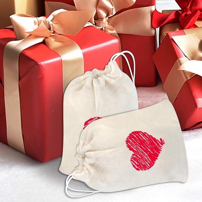 Tayfremn Cotton Drawstring Bags, Reusable Muslin Bag Natural Cotton Bags with Drawstring Produce Bag Bulk Gift Bag Jewelry Pouch for Party Wedding Home Storage, Natural Color (3 by 4 Inches)