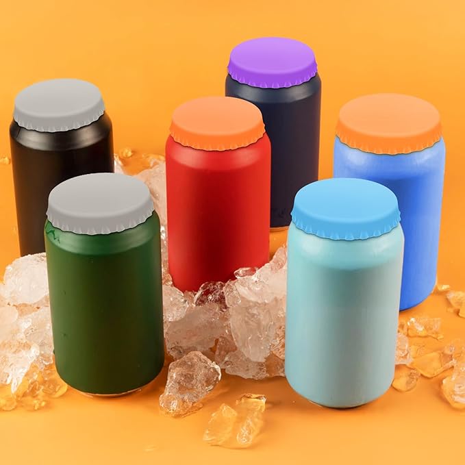 8PCS Silicone Soda Can Lids,BPA-Free Reusable Silicone Can Covers, Can Stopper or Protector For Soda,Beer, Drink, Juice, Coke, Beverage, Can Lid, Cover or Protector Quasi Beverage Cans