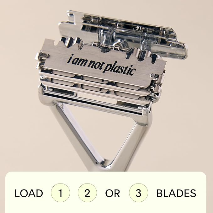 Leaf Shave | Leaf Razor, All-Metal Safety Shaver with Pivoting Head & Adjustable Blade Loading, Includes 10 Stainless Steel Single-Edge Blades, Compatible with Standard Safety Razor Blades - Chrome