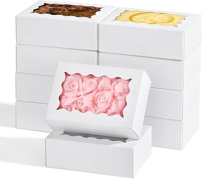 40PCS 3.5x2.36x1.2 inches Elegant White Soap Boxes with window, Homemade Soap Packaging Gift Boxes, Small Bakery Boxes for Macarons, Cookies & Candies, Wedding & Birthday Party Favors
