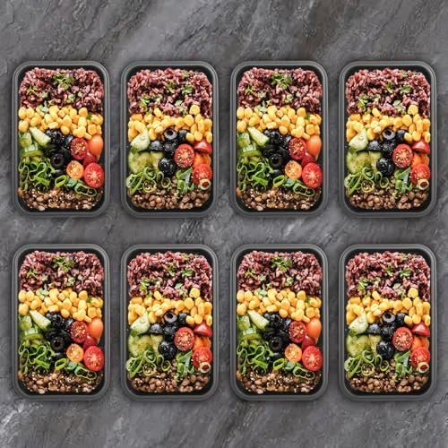 Collapsible Food Storage Containers with Lids, 8 Pack, 40 oz Silicone 1-Compartment Meal Prep Containers Reusable, Lunch Bento Boxes for Adults, Microwave Freezer Dishwasher Safe, BPA-Free, Black - Image 3