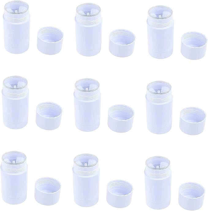 10 Pcs 75ml 2.5 OZ Empty Round Deodorant Containers Twist Up Filling Stick Deodorant Container Plastic Deodorant Bottles Lip Balm Tube Refillable DIY Cosmetic Chapstick Lipstick Tube(White)