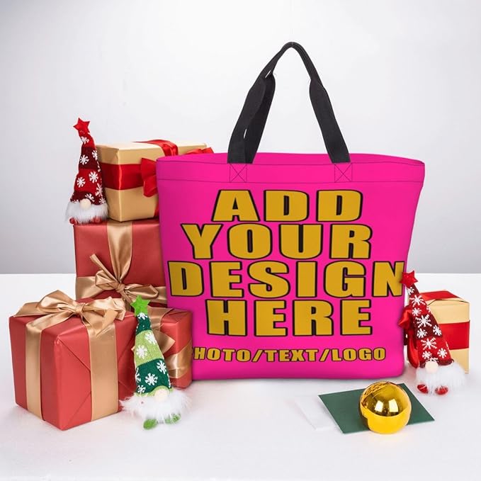 Custom Large Black Tote Bag With Pocket Extra Large Reusable Grocery Bags