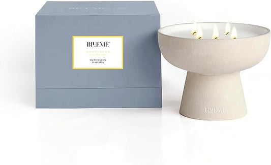 BLUEME Happiness - Yuzu & Ginger, Luxury Candle w/Essential Oils, 5 Wick, Hand-Poured Soy, Cotton Wick, Ceramic
