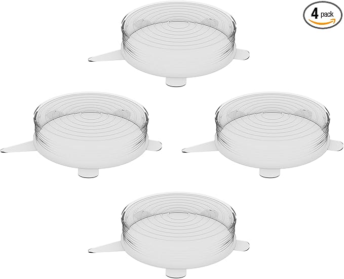 unwasted Reusable Silicone Lids (Medium) – Upgrade Your Kitchen Gadgets with Our Silicone Covers for Food Storage – Reusable Silicone Stretch Lids and Food Covers for Containers Up to 8” (Pack of 4)