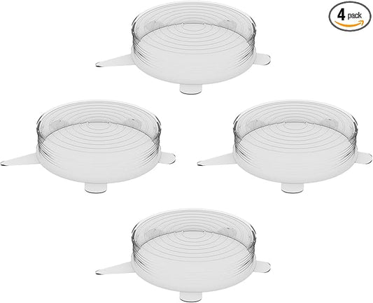 unwasted Reusable Silicone Lids (Medium) – Upgrade Your Kitchen Gadgets with Our Silicone Covers for Food Storage – Reusable Silicone Stretch Lids and Food Covers for Containers Up to 8” (Pack of 4)