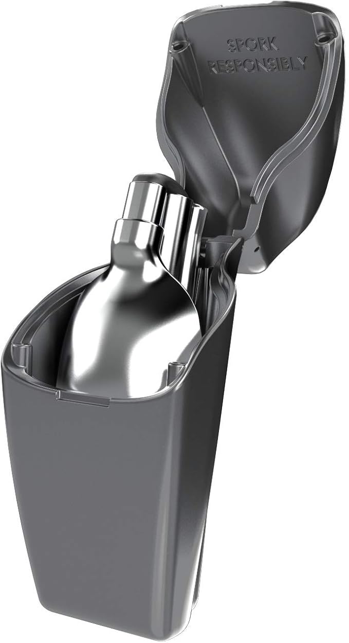 FinalSpork Collapsible, Reusable Metal Spork with Travel Case | Pocket-Sized | Stainless Steel & Platinum Grade Silicone | Eco-Friendly | Assorted Colors