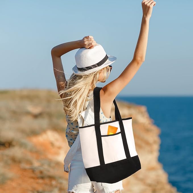 Reginary 16 Pcs Canvas Tote Bags Bulk with Outer Pocket 18 Inch Reusable Shopping Grocery Blank Tote Bag for Women Mother DIY