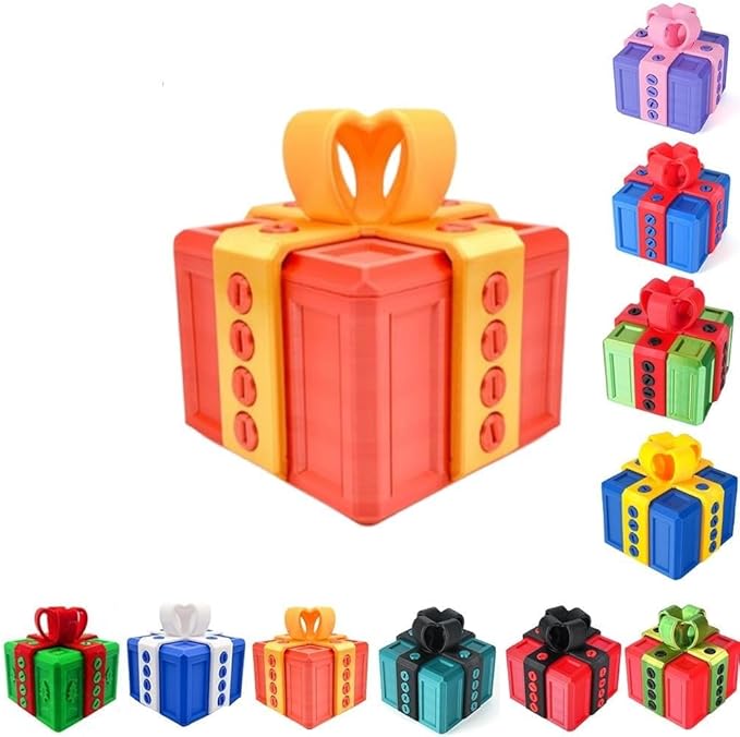 The Prank Box Funny Christmas Gifts Box Annoying Hilarious Screw Challenge with Surprise 3D Printed Screw Gifts Boxes Ideal for Birthday, Christmas (Orange and yellow)