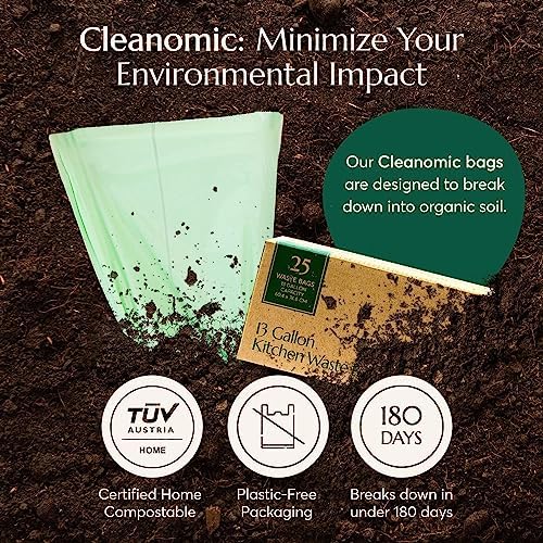 Cleanomic Compostable* Waste Bags with Drawstring (13 Gallon, 25 Units, Tall), BPI Certified For Kitchen Compost - Image 4