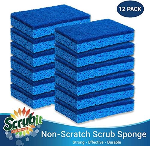 SCRUBIT Kitchen Scrub Sponges - Non-Scratch Dishwashing Sponge for Cleaning Dishes, pots and Pans - 12 Pack (Blue) - Image 3