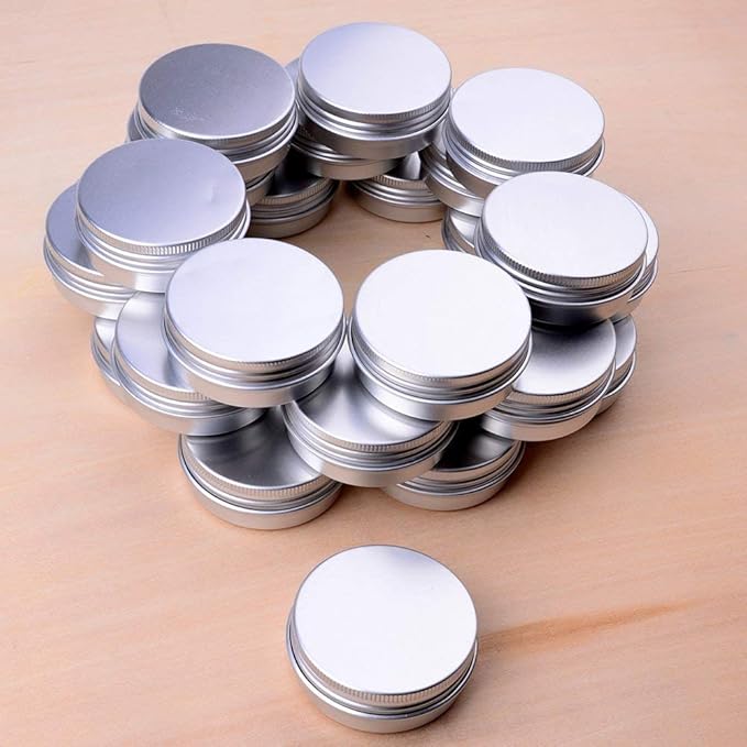30 ml（1 oz）24 Pack Silver Aluminum Round Lip Balm Tin Storage Jar Containers with Screw Cap for Lip Balm, Cosmetic, Candles