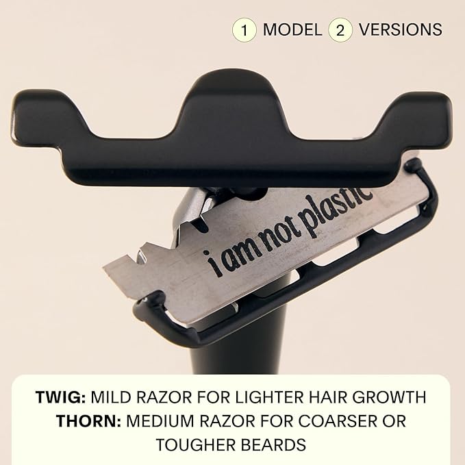 Leaf Shave | Twig Razor, Mercury - All-Metal, Eco-Friendly Shaver for Men & Women; Includes 5 Stainless Steel Single-Edge Blades; Recommended for Face Shaving Lighter Hair and Sensitive Skin
