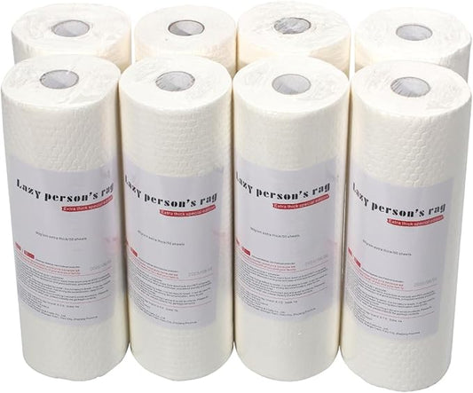 Kitchen Cleaning Cloth, Tear-Off Reusable Paper Towel, dedicated Dishcloth Absorbs water Resists oil stains, Suitable for quick cleaning – 8 Roll 400 Sheets （White）