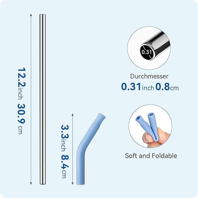 Reusable Metal Straws with Silicone Tip for Stanley 40oz,Stainless Steel Drinking Straws for 40oz Tumbler,3 Straight Tubes & 6 Tips& 1 Cleanr Brush(Jade)