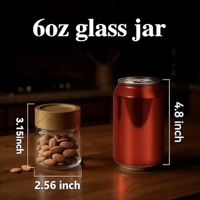 2-Pack 6 oz Glass Canisters with Airtight Sealing Lids - Leakproof Food Mason Jars for Meal Prep, Overnight Oats, Salad Dressings, Yogurt & Spice Storage