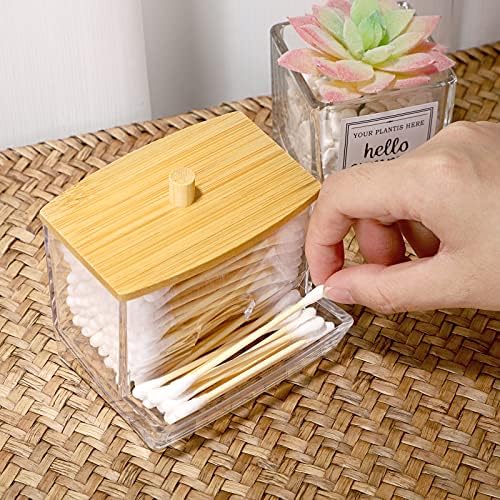 Hipiwe Acrylic Q-Tip Holder with Lid - Clear Q-Tips Dispenser Bathroom Containers Canister Cotton Swab Holder Bathroom Countertop Storage Organizer for Q-tip Cotton Swab - Image 4