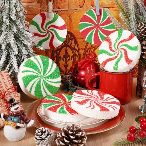 Whaline 8Pcs Christmas Candy Kitchen Sponges Red Green Xmas Candy Water Absorbing Dish Washing Sponge Non Scratch Cleaning Scrub Sponges for Dish Pots Pans Dishwashing Holiday Home Kitchen Bathroom - Image 4