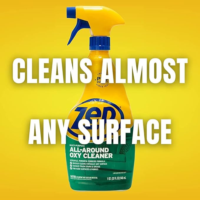 Zep Multi-Purpose All-Around Oxy Cleaner - 32 oz (Case of 12)- ZUAOCD32 - Tackle Tough Stains and Grease With A Versatile, Powerful Peroxide Formula For Hard Surfaces and Fabrics