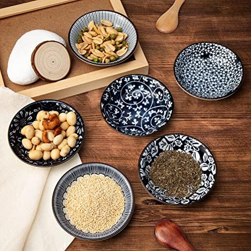 Eisinly 6 Pack Dipping Bowls,3 OZ Small Ceramic Soy Sauce Dish,Vintage Blue - Image 3
