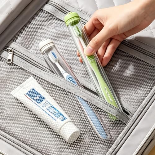 MOPMS Travel Toothbrush Holder Case 2PK, Leak-Proof Toothbrush Covers Caps by MOPMS